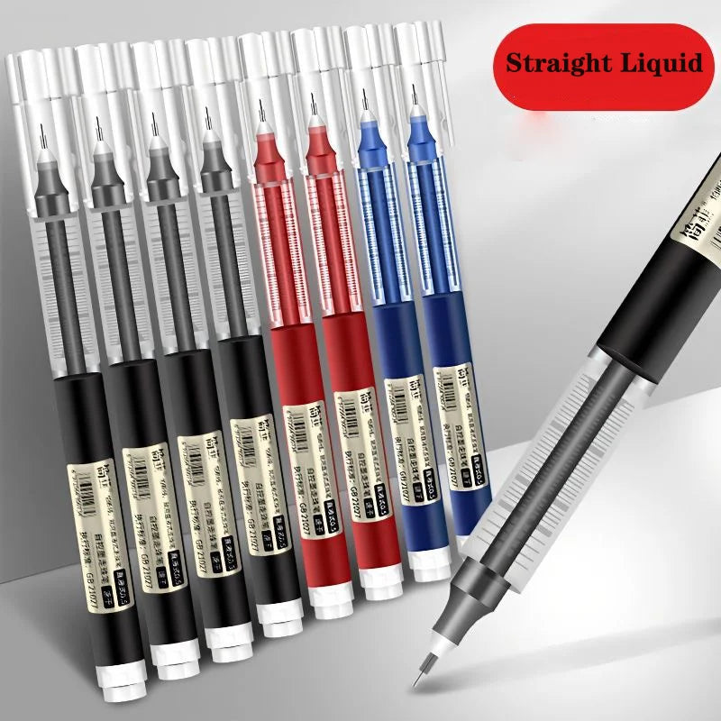 12pcs/set Exam Signature Ballpoint Pen 0.5mm - Black Blue Red Ink High Capacity Gel Pens for School, Office Business Writing