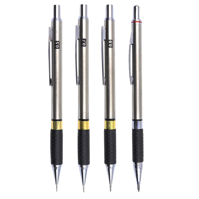 2H HB 2B Lead 0.5 0.7 0.9 2.0 Mechanical Automatic Alloy Pencil with Non-Slip Grip 2H HB 2B Lead - Stainless Steel Material