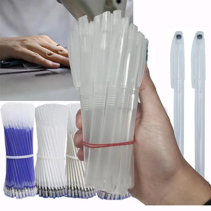 52pcs/Set Sewing Refills Pen Holder High Temperature Disappearing Erasable Textile Fabric Marker Heat Dressmaking PU Leather