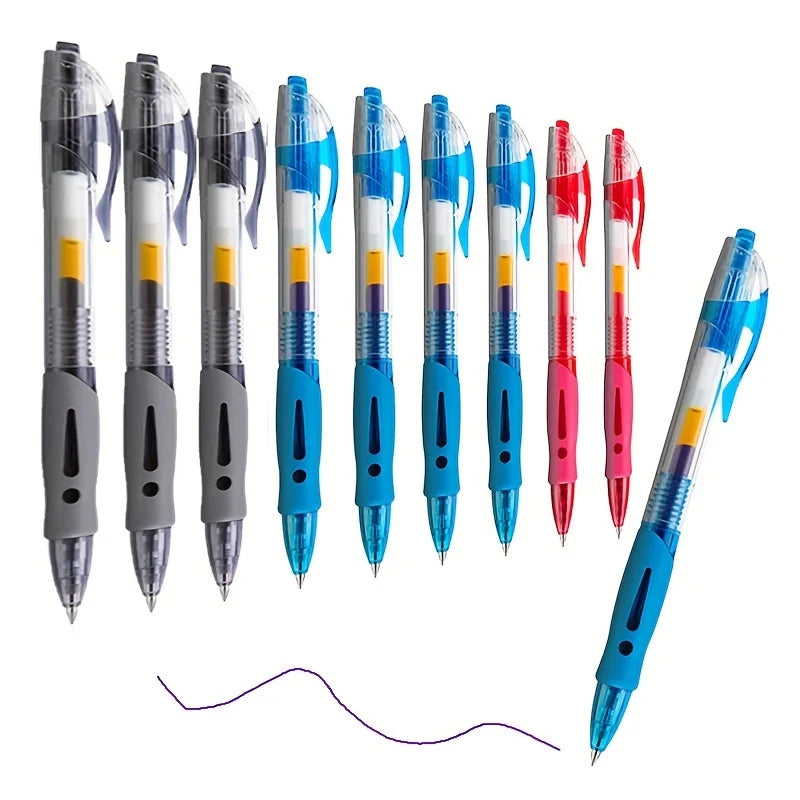 0.5mm Retractable Gel Pens Refill Set Black Red Blue Ink Ballpoint for Business Signature Writing Office Accessories School