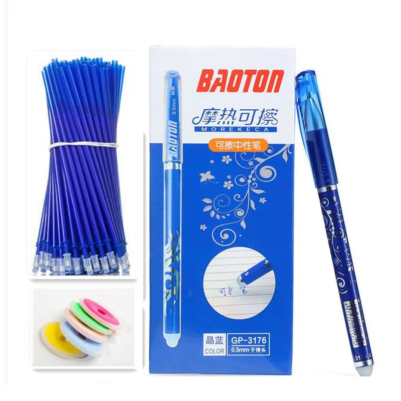Lot Hot Erasable Gel Pens Rod 0.5 Mm Extra Fine Refill Core Replacement Full Needle Tube 0.5 Crystal Blue Black Erasable Pen