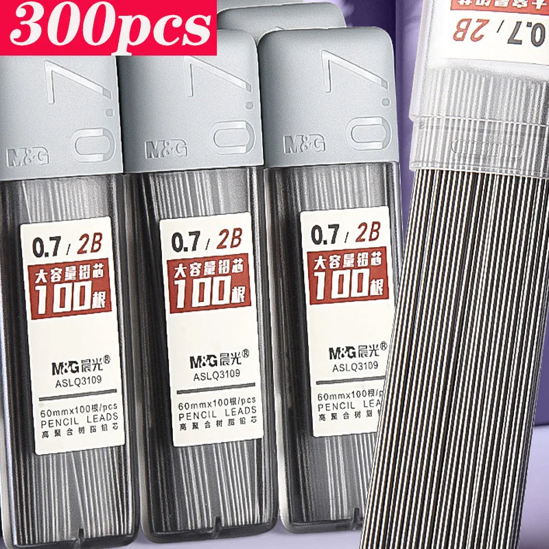 300PCS High-Capacity Automatic Pencil Lead 0.5 0.7 Student Core Resin Refill 2B HB For Art Sketch Daily Writing and Drawing