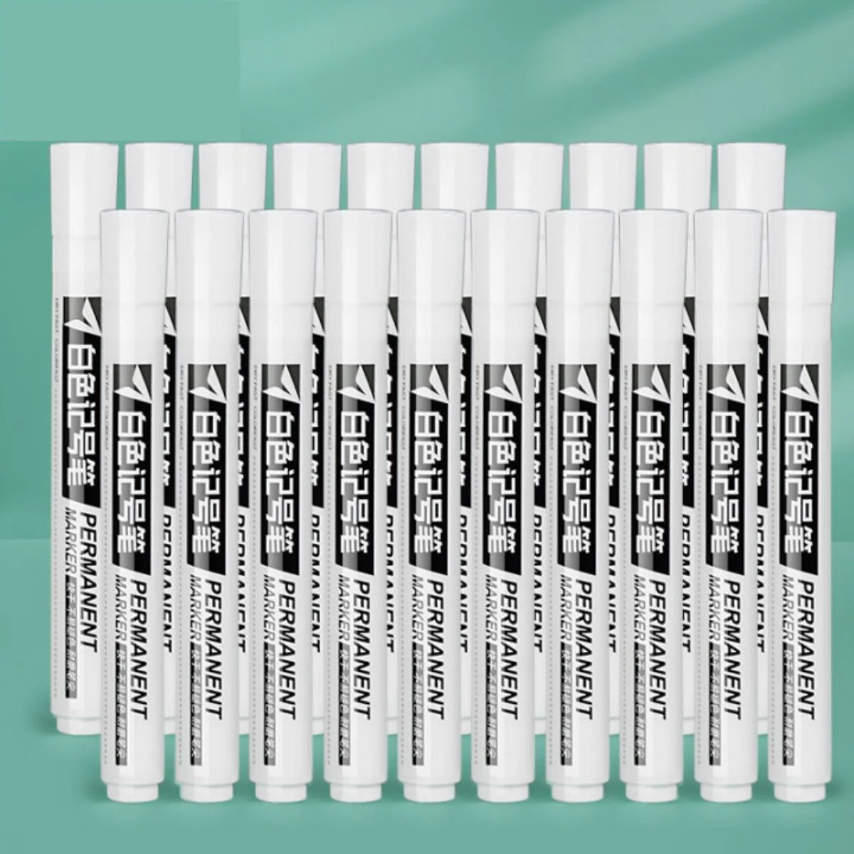 12/8/10/6pcs White Marking Pen Oily Construction Site Permanent Waterproof Non Fading For Express Pen 2-3mm Nib Carton Metal