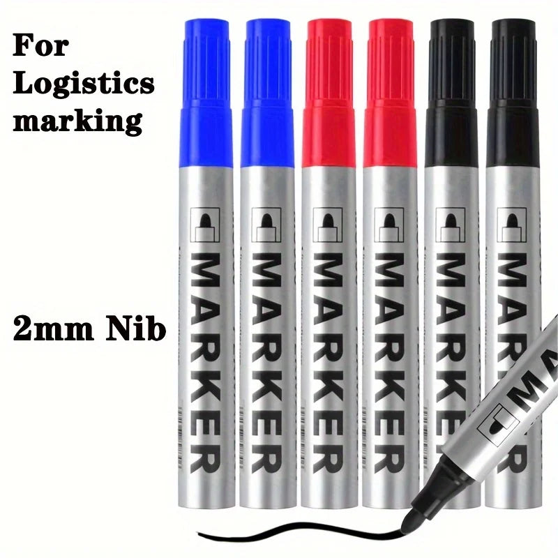6pcs Waterproof Quick Drying Marker Pen Large Capacity Oil Proof Signature Thick Head Construction Site Ceramic Tile Large