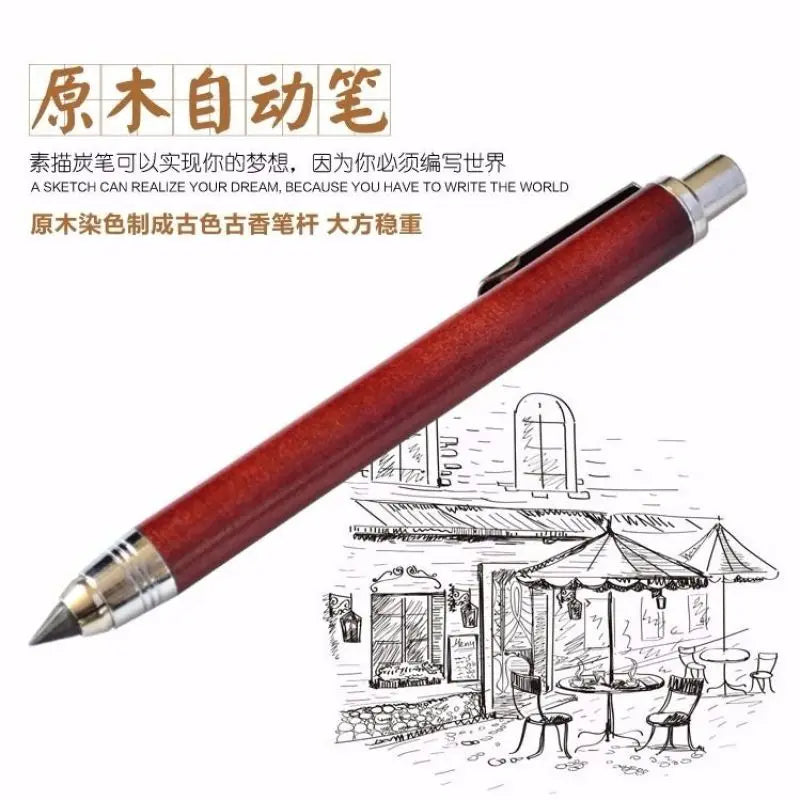 5.6mm Wooden Pole Automatic Charcoal Pencil Automatic Pencil Sketch Art Charcoal Pen