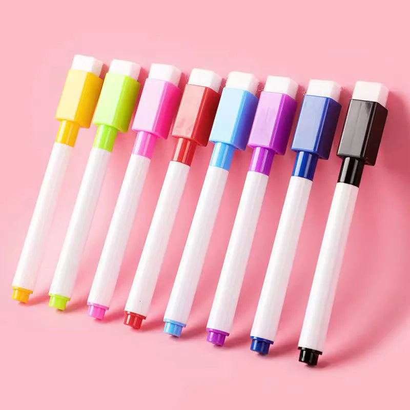 8Pcs Colorful Whiteboard For Teacher Black Blue School Classroom Pen Dry White Board Markers Eraser Student Children's Drawing